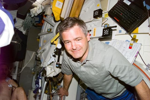 NASA image: Garneau enters middeck from Spacehab