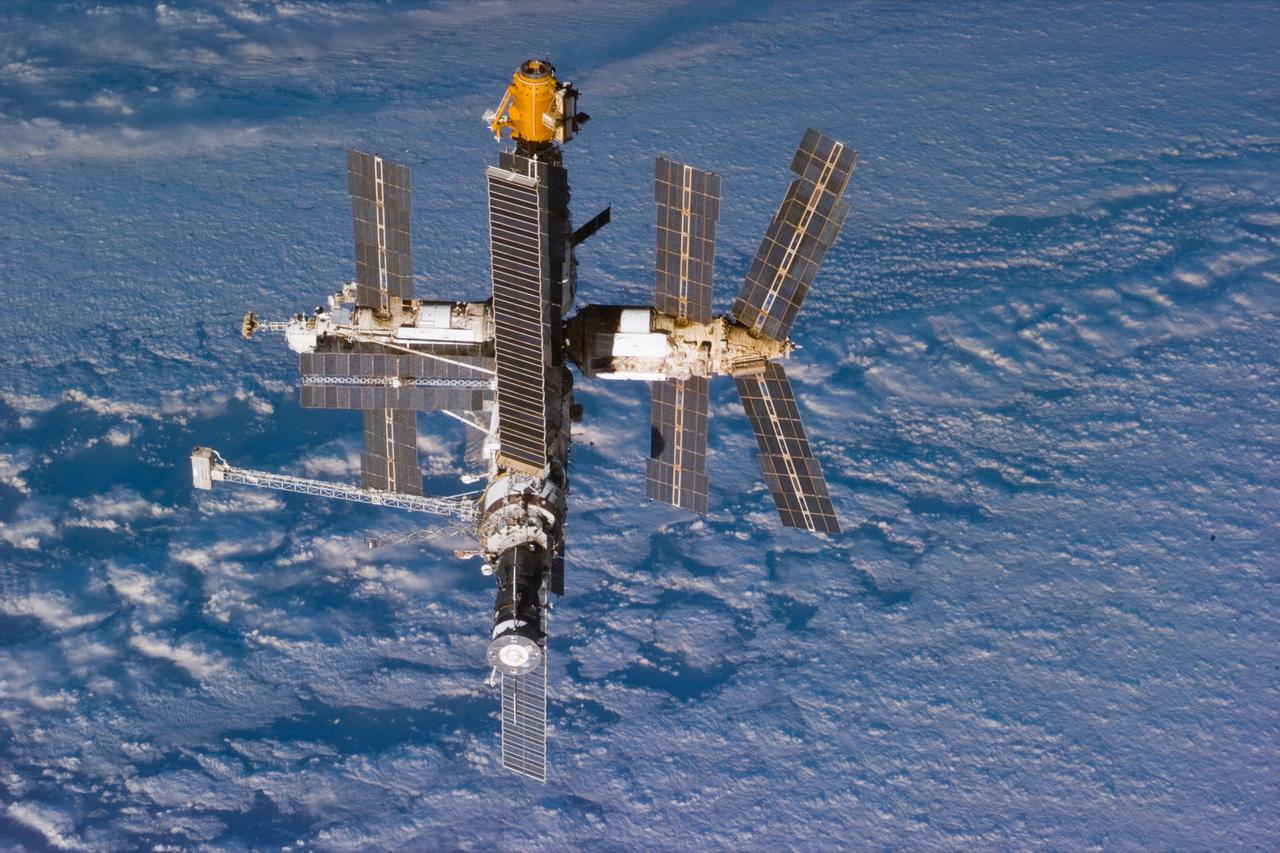 Mir space station as seen after undocking from the shuttle Atlantis