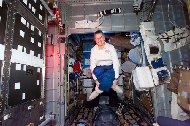 NASA image: Astronaut Lucid in the Spacehab module