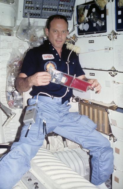 NASA image: Commander Lousma with Bubble Separation Experiment