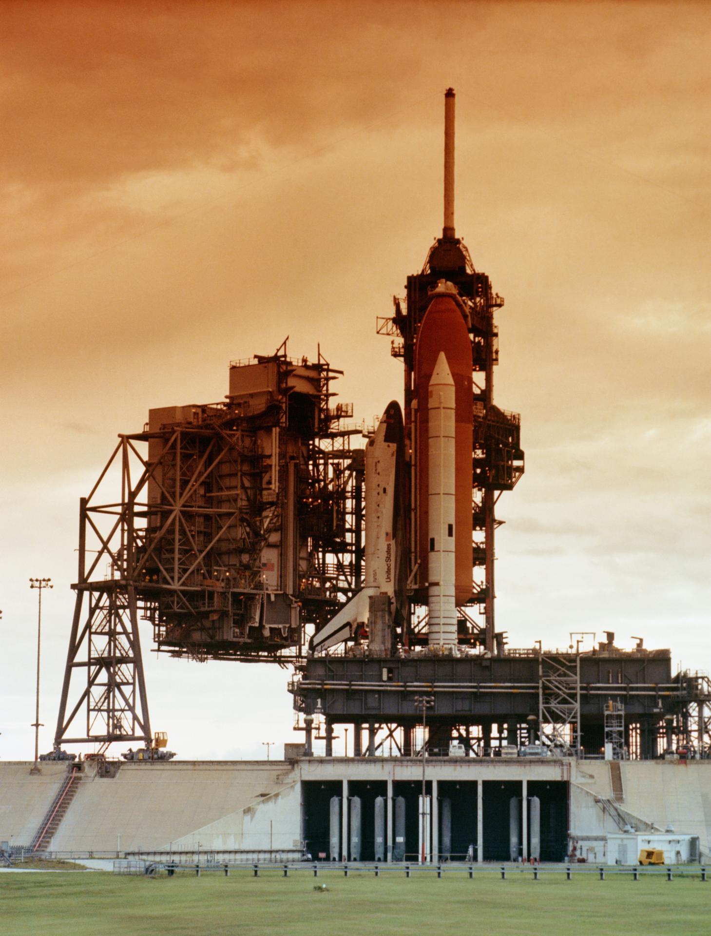 Space Shuttle Columbia at the launchpad prior to STS-4
