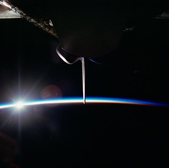 NASA image: "Night" scene of the STS-5 Columbia in orbit over the earth