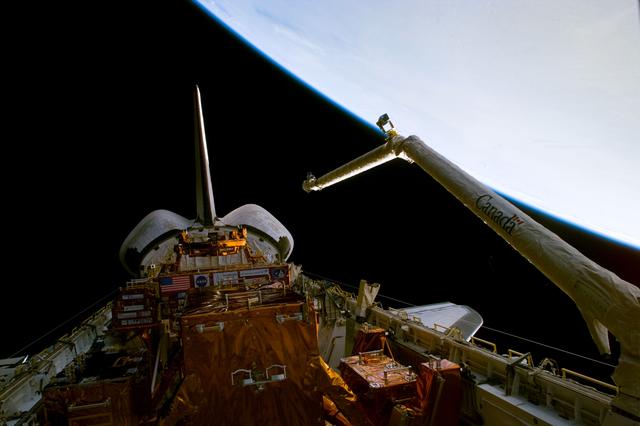 NASA image: View of the shuttle orbiter Discovery's payload bay during RMS checkout