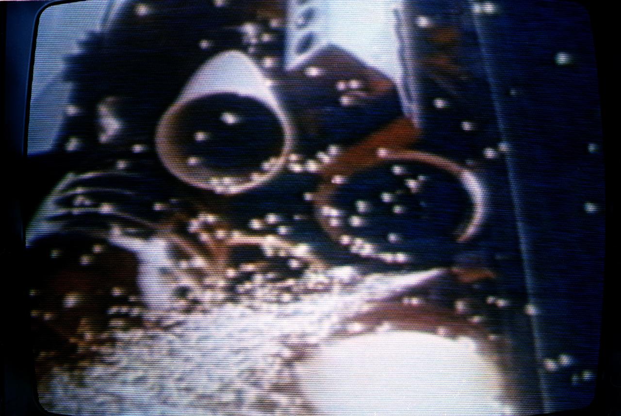 S84-36146 (12 April 1981) --- This close-up television view captures the flames of the space shuttle Columbia’s three main engines just seconds before launch and the beginning of the STS-1 mission. Photo credit: NASA or National Aeronautics and Space Administration