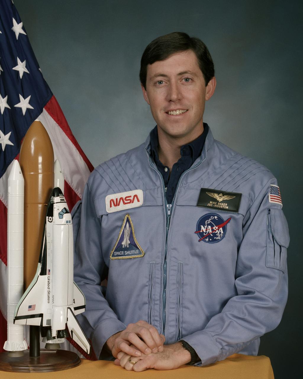 S85-41895 (October 1985) --- Astronaut Michael A. Baker, mission commander