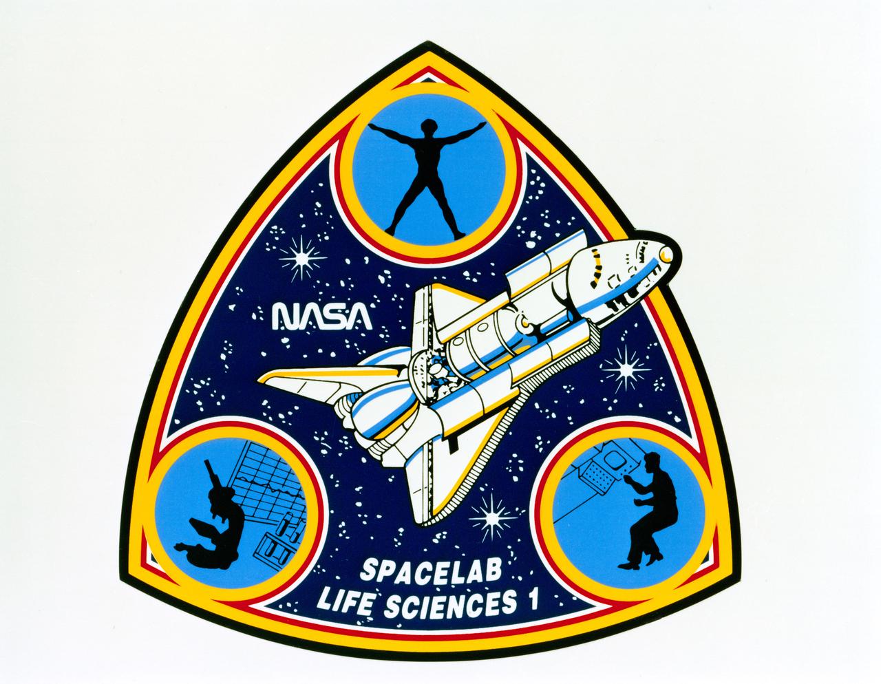 S86-27614 (Feb 1986) --- The Space Shuttle Columbia is at the center of the Spacelab Life Sciences 1 patch. The various elements of the logo serve to deliver the message of the dedication of this mission to medical and biological studies, a first for manned spaceflight. A crew of five NASA astronauts and two payload specialists will be split into shifts to maximize the exposure to space environment for variegated and thorough biological and medical experiments during the scheduled ten-day mission. The crew will maintain a constant communications link with scientists on Earth, considered by the flight crew to be an integral part of the overall mission, as well.