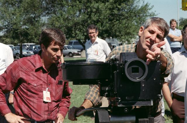 NASA image: STS-29 Discovery, OV-103, crewmembers participate in IMAX camera training