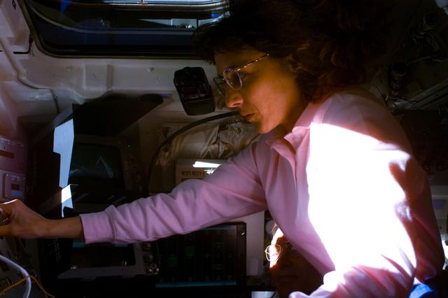 NASA image: Currie at RMS controls on the aft flight deck