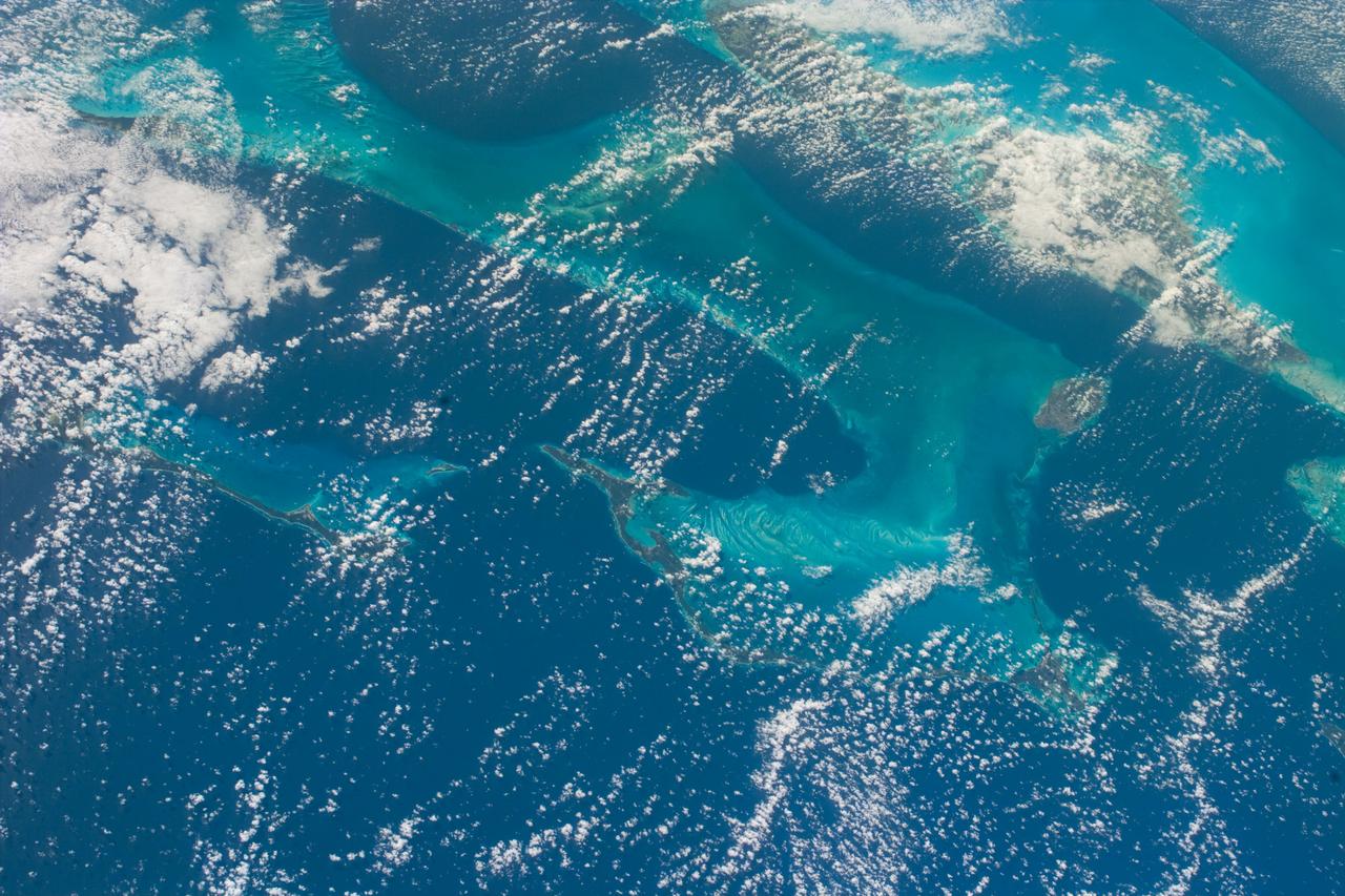 S88-E-5024 (12-05-98) --- Many islands in the Bahaman chain are easily recognized in this electronic still camera (ESC) image recorded by the astronauts aboard the Space Shuttle Endeavour.  The photo, one of a series covering the various islands in the chain, was taken at 16:31:07 GMT, Dec. 5.
