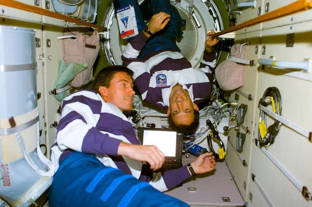 NASA image: Newman and Krikalev in the FGB/Zarya module