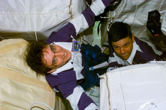 NASA image: Currie and Cabana with stowage bags