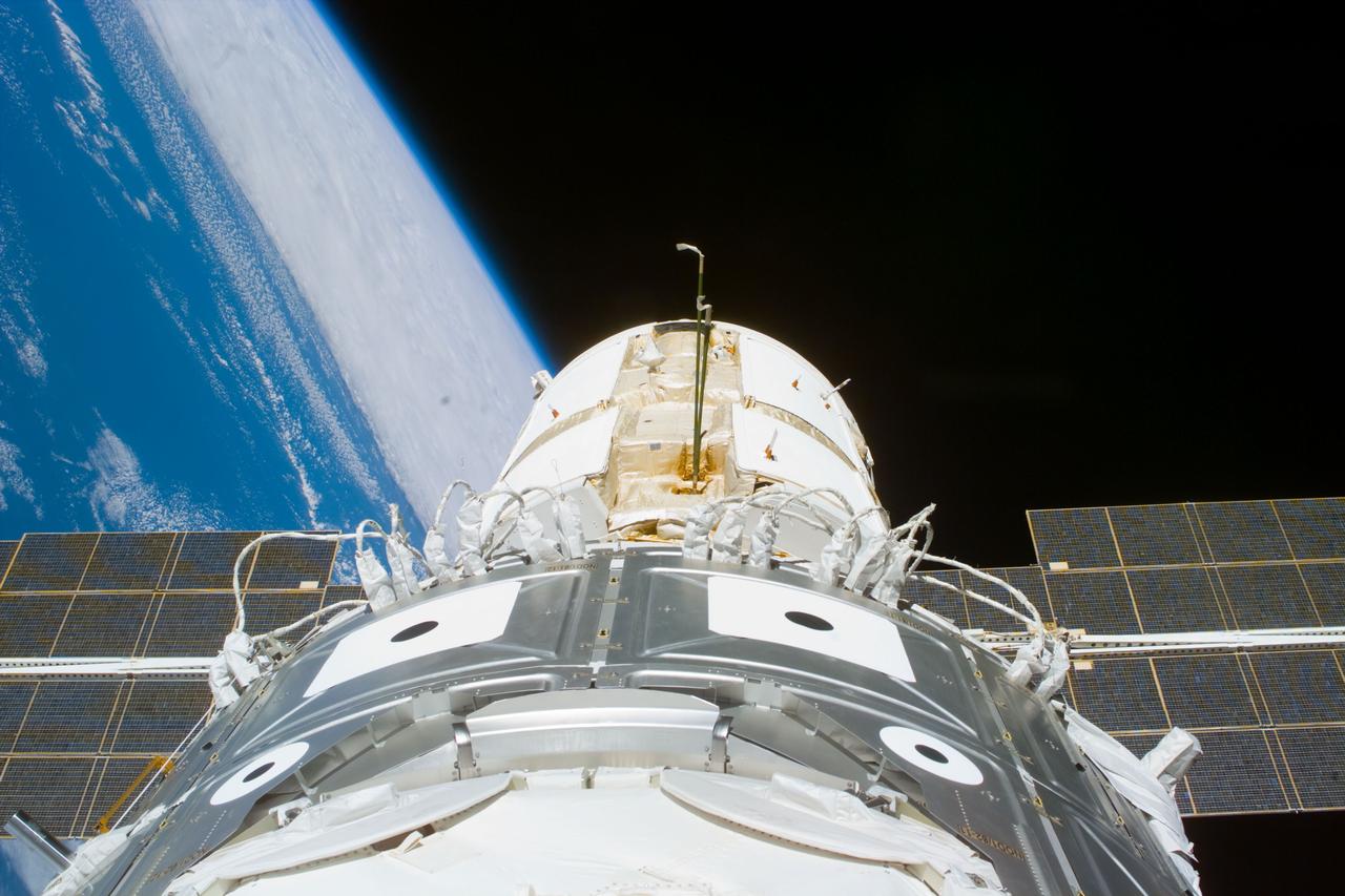 S88-E-5152 (12-13-98) --- One of the final looks at the mated Zarya and Unity modules before the ISS components left Endeavour's cargo bay.  The scene was recorded with an electronic still camera (ESC) at 18:20:59 GMT, Dec. 13.