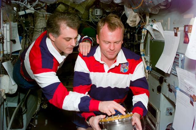 NASA image: MS Wolf instructs MS Thomas in the operation of Cocult