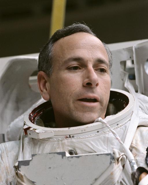 NASA image: STS-38 Mission Specialist (MS) Carl J. Meade during EMU donning in JSC's WETF