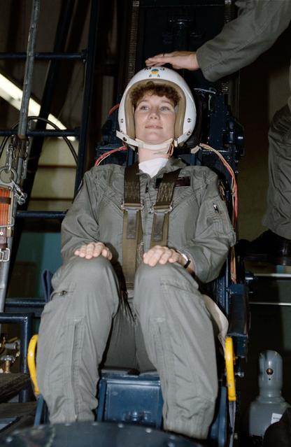 NASA image: ASCAN Susan J. Helms participates in ejection seat training at Vance AFB