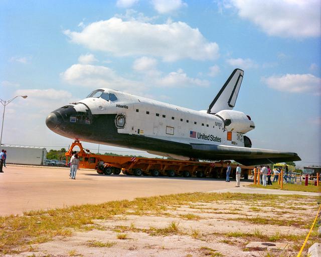 NASA image: STS-44 Atlantis, Orbiter Vehicle (OV) 104, is moved from KSC's OPF