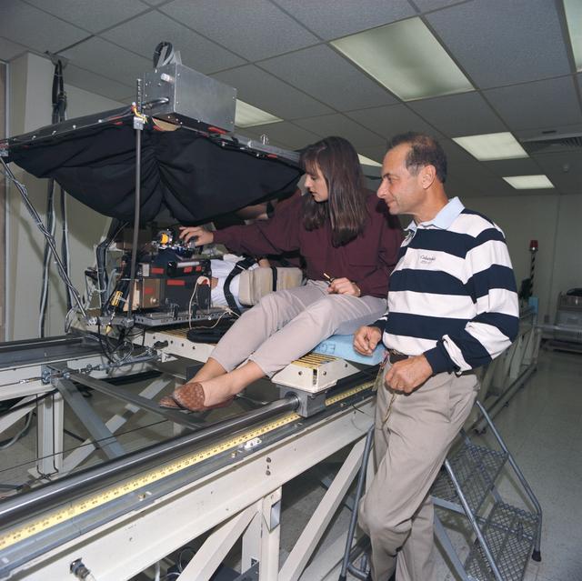 NASA image: STS-58 crewmembers participate in baseline data collection