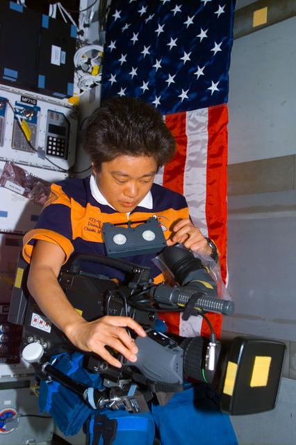 NASA image: Mukai with NHK HDTV camera in the Spacehab