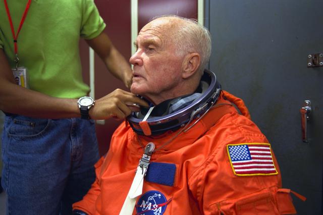 NASA image: John Glenn during preflight training for STS-95