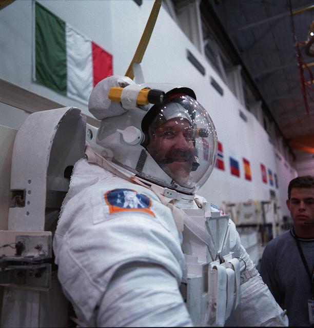 NASA image: STS-103 crewmembers during NBL EVA training