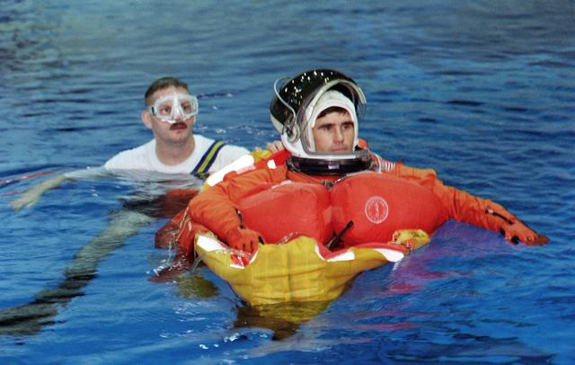 NASA image: Yuri Malenchenko and Boris Morukov participate in bailout training in NBL