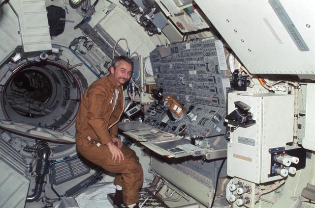 NASA image: Astronaut Owen Garriott at the Apollo Telescope Mount console