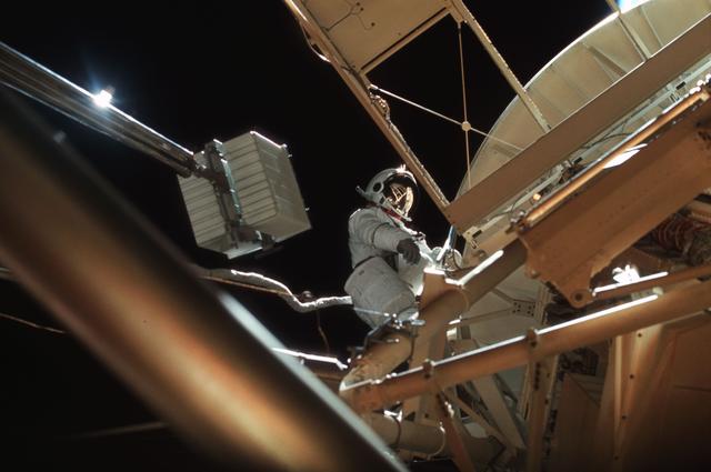 NASA image: Astronaut Owen Garriott participates in EVA to deploy twin pole solar shield