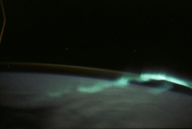 NASA image: View of the southern aurora, luminous bands or streamers of light