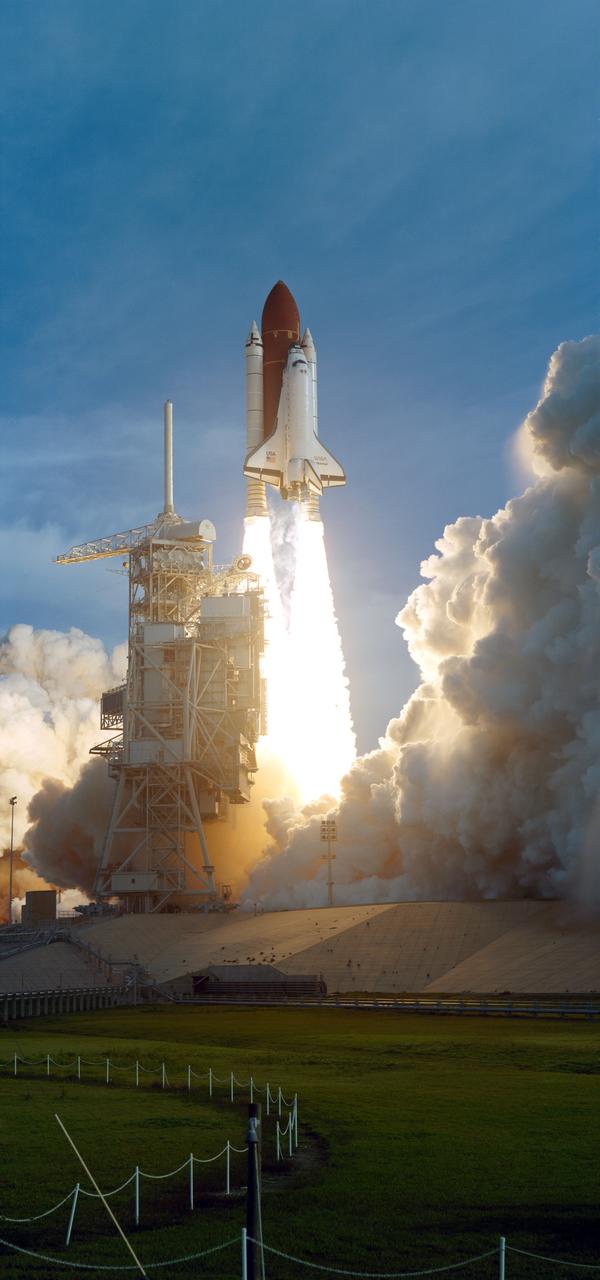 STS054-S-057 (13 Jan 1993) --- The Space Shuttle Endeavour soars off the launch pad and heads toward Earth orbit with a crew of five and the Tracking and Data Relay Satellite (TDRS-F) aboard.  Launch occurred at 8:59:30 a.m. (EST), January 13, 1993.  Onboard were John H. Casper, mission commander, Donald R. McMonagle, pilot, Gregory J. Harbaugh, Mario Runco Jr., and Susan J. Helms, mission specialists.