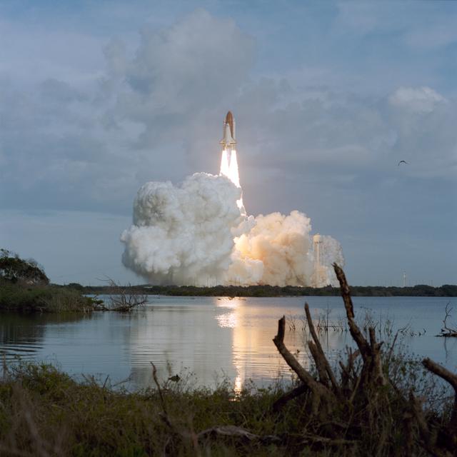 NASA image: STS-54 Endeavour, OV-105, rises above Florida landscape during KSC liftoff