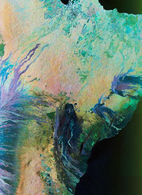 NASA image: Color composite C-band and L-band image of Kilauea volcanoe on Hawaii