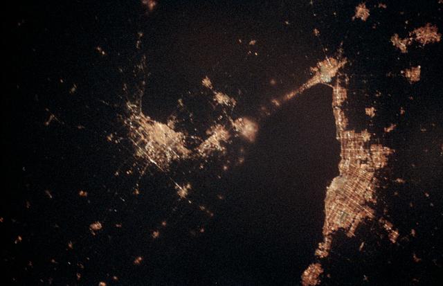 NASA image: Buffalo, Toronto and Niagara Falls at night as seen from STS-60