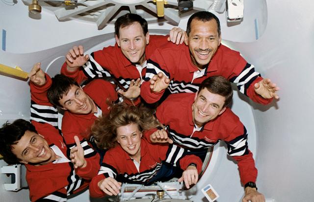 NASA image: In-flight portrait of the STS-60 crew