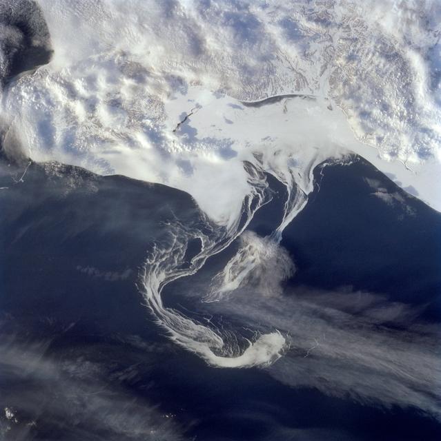 NASA image: Pack ice along the Kamchatka Peninsula, Russia as seen from STS-60