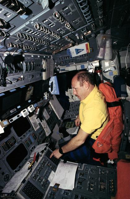 NASA image: Astronaut Kenneth Bowersox at pilot's station in Endeavour during STS-61