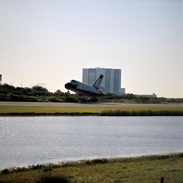 NASA image: Columbia just prior to touchdown after STS-62