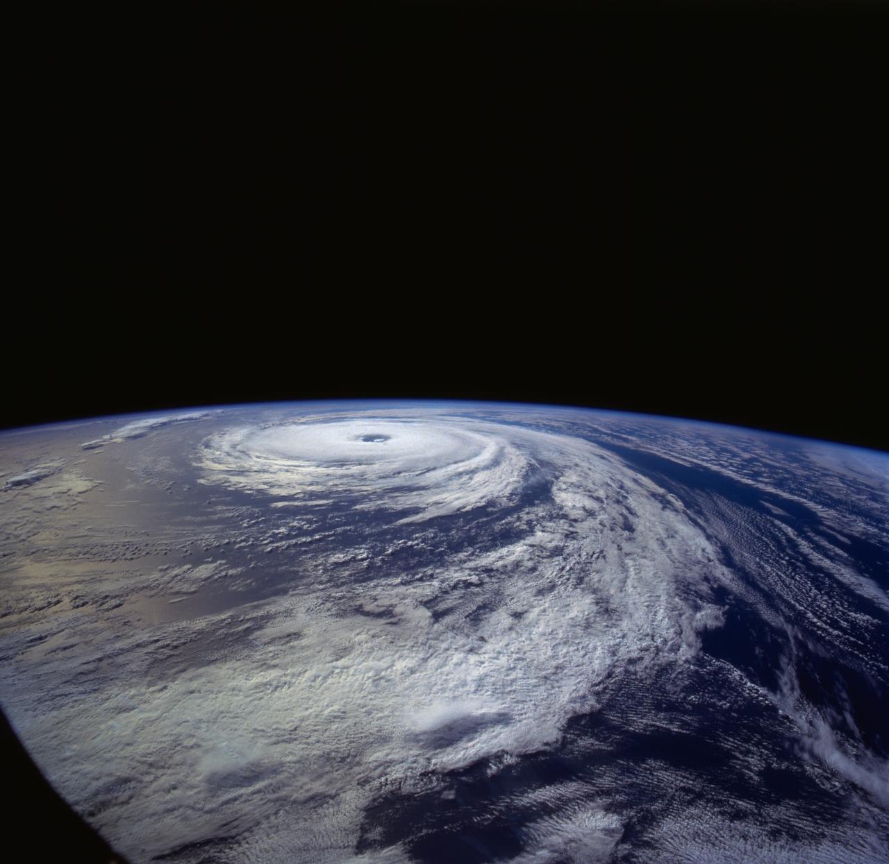 From 165 nautical miles above the earth, the STS-66 astronauts were able to capture detail in a number of storm systems around the globe during their 11-day stay in space aboard the Space Shuttle Atlantis. A 70mm handheld Hasselblad was used to photograph Hurricane Florence in the Atlantic Ocean, about 400 miles from Bermuda.