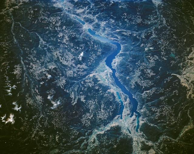 NASA image: Okanagan Lake, British Columbia