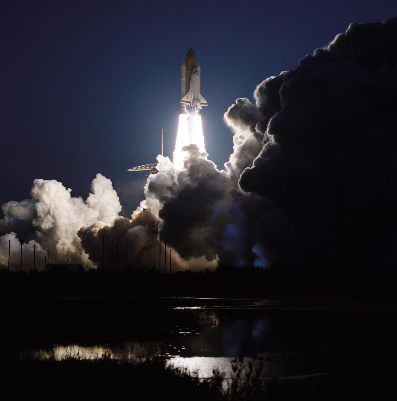 STS068-S-034 (30 September 1994) --- The Space Shuttle Endeavour lifts off from Launch Pad 39A in a halo of light. Aboard for an on time launch at 7:16:00:068 a.m. (EDT) are a crew of six NASA astronauts and the Space Radar Laboratory-2 (SRL-2). Mission commander for the 65th Space Shuttle flight is Michael A. Baker; the pilot is Terrence W. Wilcutt; Thomas D. Jones is the payload commander, and the three mission specialists are Daniel W. Bursch, Steven L. Smith and Peter J. K. &quot;Jeff&quot; Wisoff. During the planned ten-day flight of mission STS-68 around-the-clock operation of the SRL-2 will once again yield a wealth of data about Earth's global environment and the changes - both human-induced and natural - which are affecting it.  This is the second flight this year of the SRL, and the second launch try for mission STS-68.