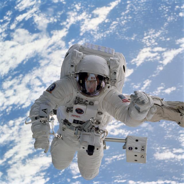 NASA image: Astronaut Michael Gernhardt during extravehicular activity (EVA)