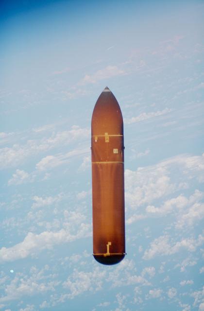 NASA image: Views of the external tank as it falls away from Discovery