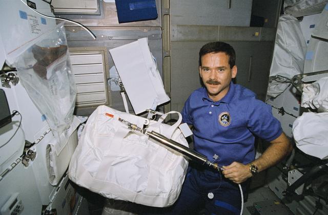 NASA image: Astronaut Hadfield during water transfer