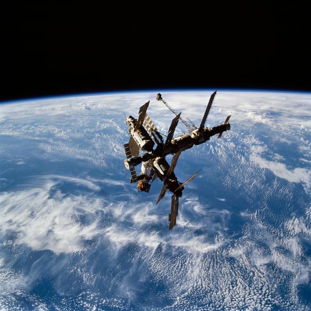 NASA image: Mir space station as seen from shuttle Atlantis