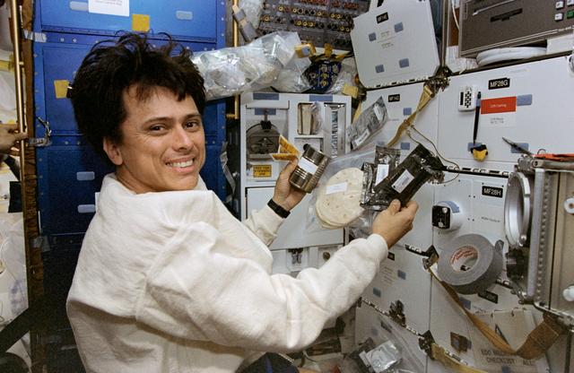 NASA image: Astronaut Chang-Diaz making burritos in space
