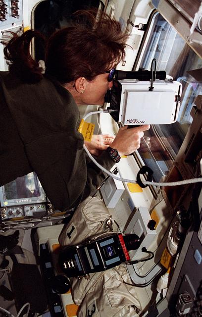 NASA image: Flight deck activity during flyaround of Mir Space Station