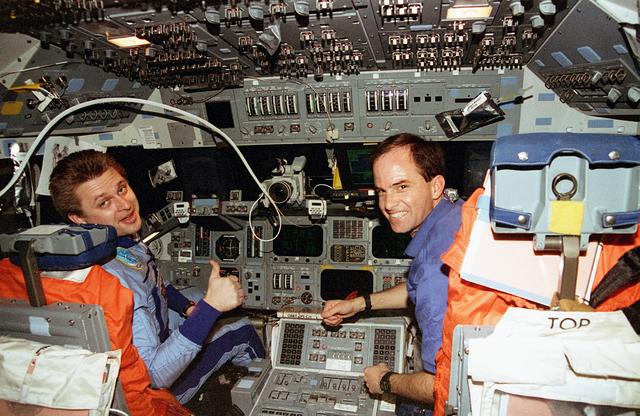Astronaut and cosmonaut activities in shuttle Atlantis and space station Mir