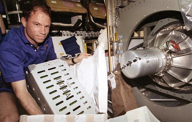 NASA image: Documentation of logistics transfer from shuttle Spacehab