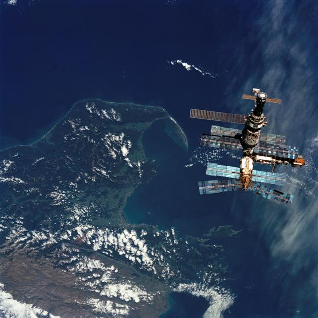 NASA image: Mir Space Station views after undocking and flyaround by shuttle Atlantis