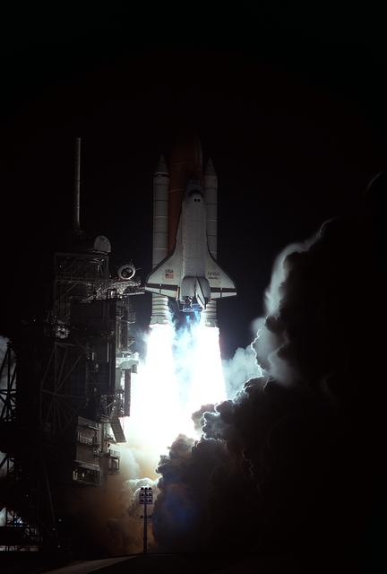 NASA image: STS-76 Atlantis, OV (Orbiter Vehicle) 104, lifts off from KSC Pad 39B