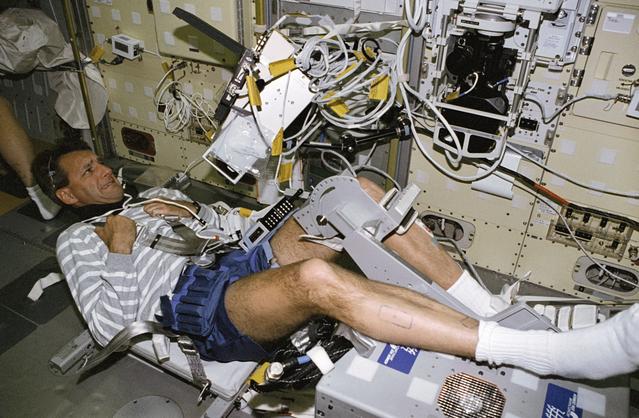 NASA image: TVD, Linnehan collects data during LMS-1 Spacelab mission